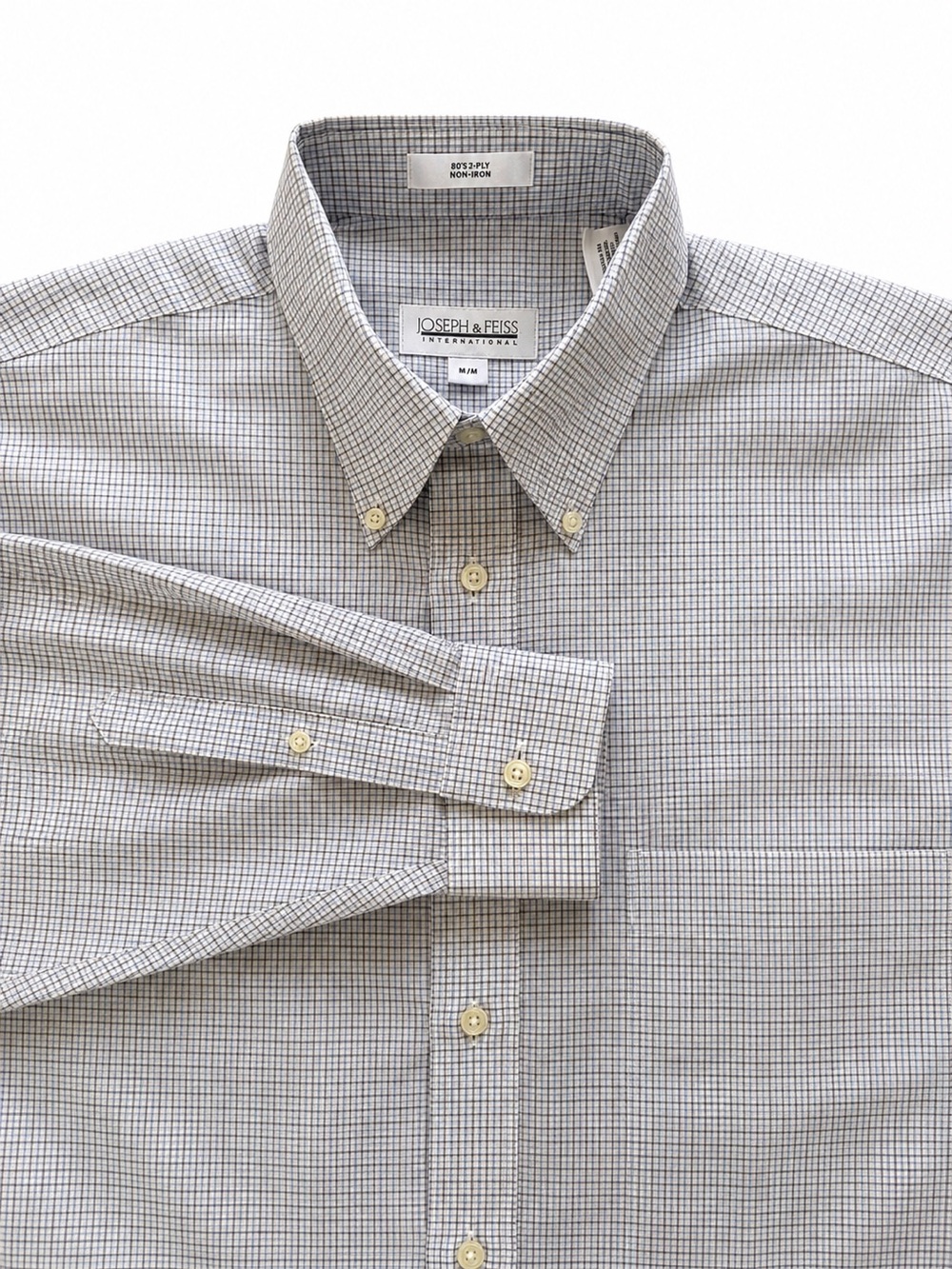 Joseph & Feiss International Button-Down Dress Shirt Medium 2-Ply No Iron Cotton